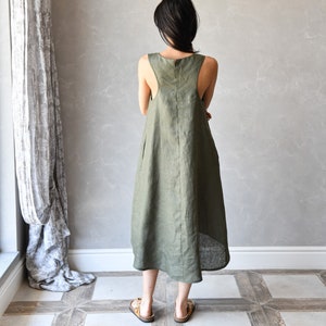 Vestido de lino con espalda nadadora, vestido romántico de lino, vestido lencero de lino CHARLOTTE, ropa de lino de talla grande