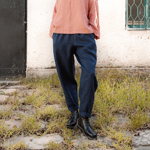 Harem Linen Pants CELESTE / Linen Drop Crotch Pants / Linen Japanese Pants