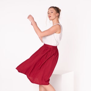 Linen skirt AUBREY / Summer skirt with pockets / Linen midi skirt