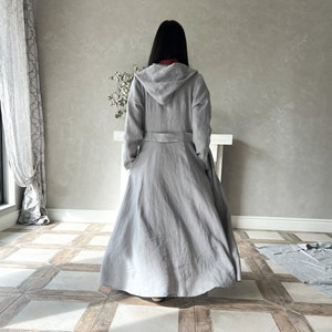 Long Linen Hooded Coat, Linen Jacket Women, Linen Princess Coat, Summer Hooded Cloak, Linen Fantasy Cape GRACE, Linen Bohemian Clothing