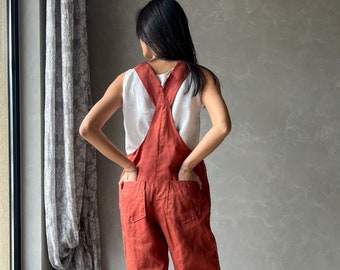 Linen Jumpsuit Women, Linen Dungarees Women, Plus Size Linen Jumpsuit, Harem Linen Overalls JUNE, Womens Jumpsuit