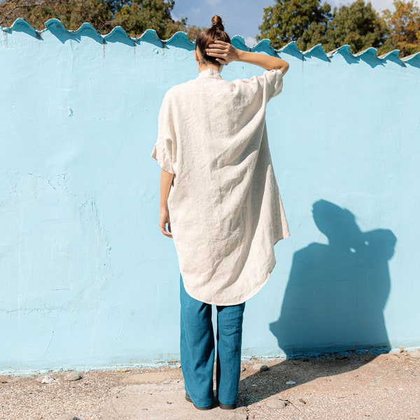Linen Kimono Jacket ODETTE / Linen Coat Women / Linen Overalls Women