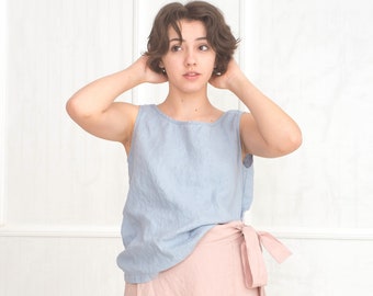 Linen top ALICE / Sleeveless linen tank top / Organic linen clothing