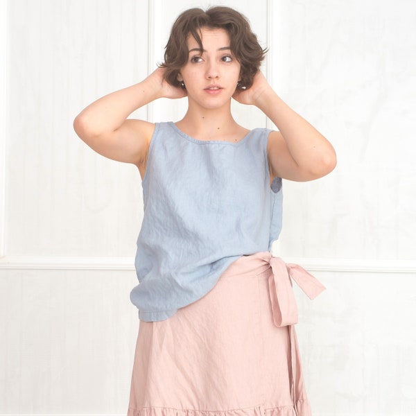 Linen top ALICE / Sleeveless linen tank top / Organic linen clothing