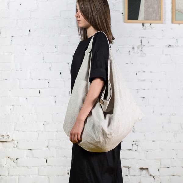 Vegane Tote Bag Bio / Leinen Strandtasche für Frauen / Canvas Tote Bag Leinen Handtasche