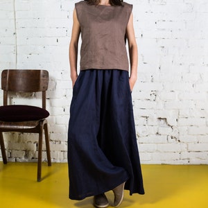 Wide leg linen pants plus size clothing ELISE / Linen palazzo pants / Linen trousers summer pants