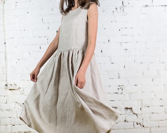 Linen dress GISELLE / Sleeveless summer midi dress / Linen clothes