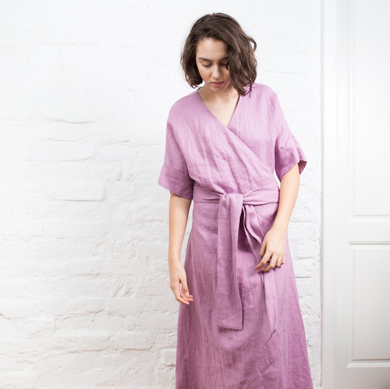 Linen Wrap Dress MAGGIE / Plus Size Women Linen Clothing / - Etsy