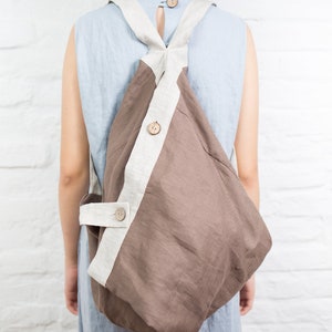 Linen bag, canvas backpack, boho bag, canvas tote bag, grocery bag image 2
