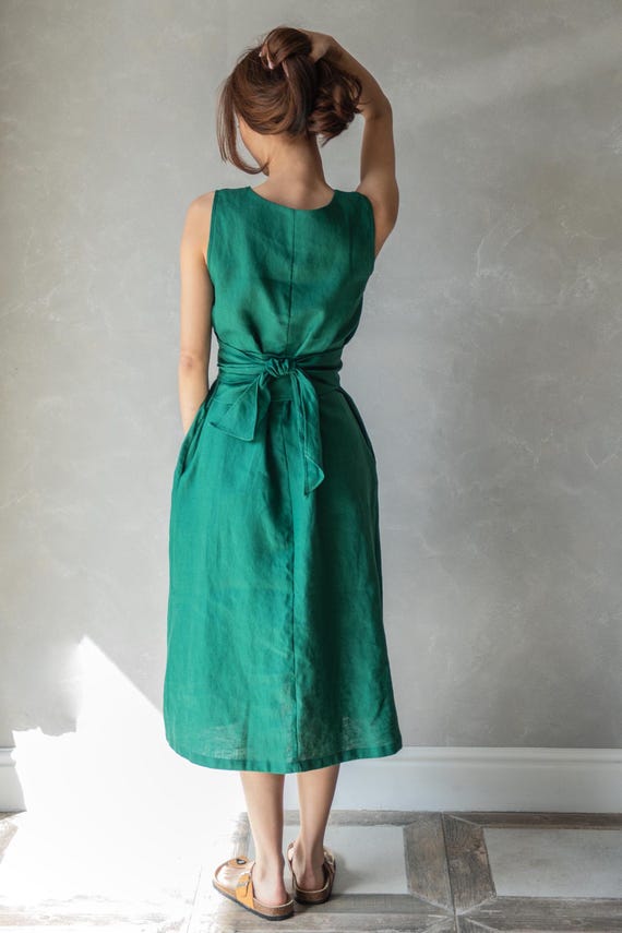 Linen Wrap Dress, Linen Smock Dress, Dark Green Linen Dress, Multiway  Summer Dress, Linen Convertible Dress, Wrap Around Midi Dress DAPHNE - Etsy