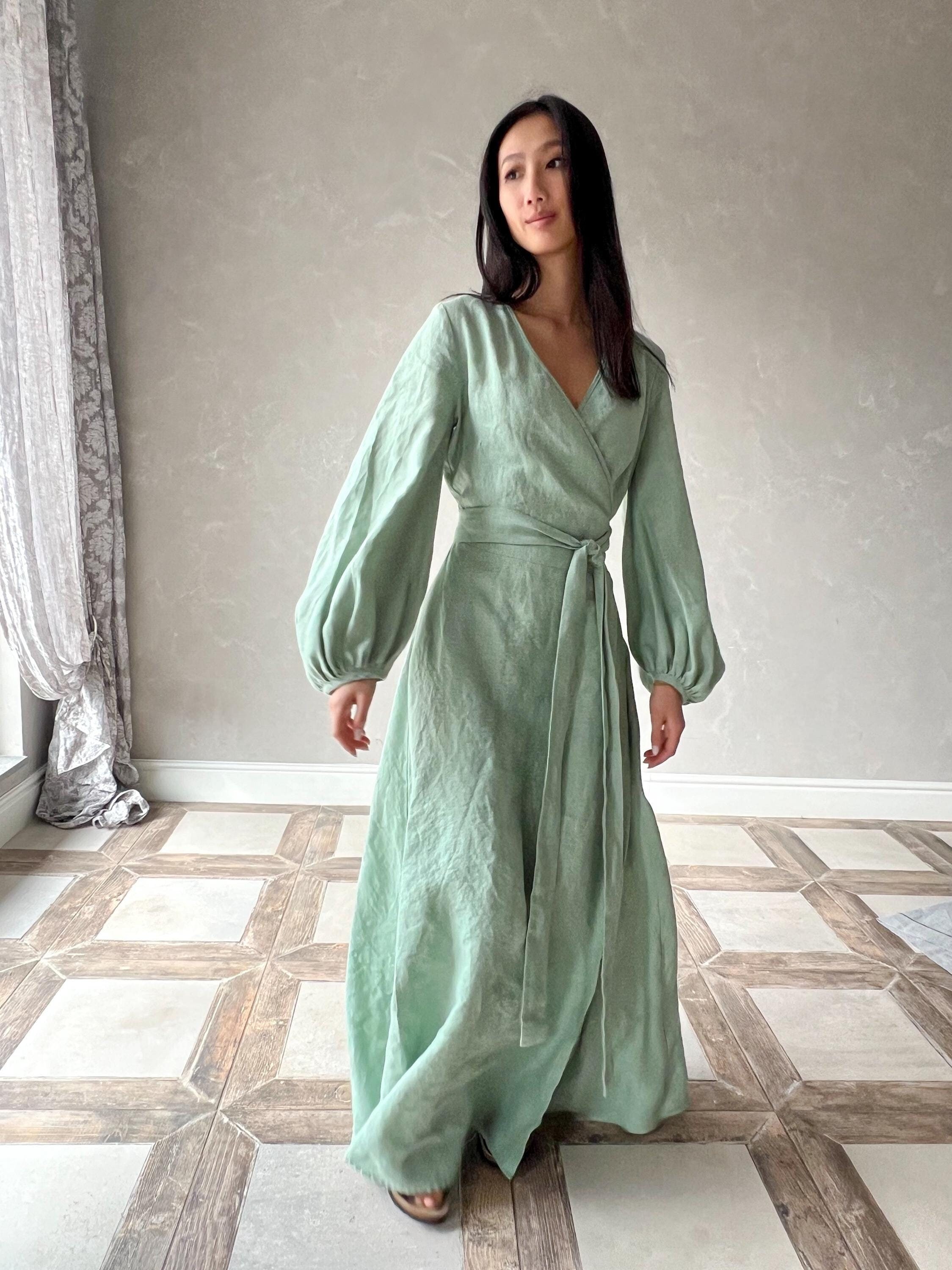 chinese dress ladies Long sleeves loose fitting linen dress 4817 – Xiaolizi main image 0