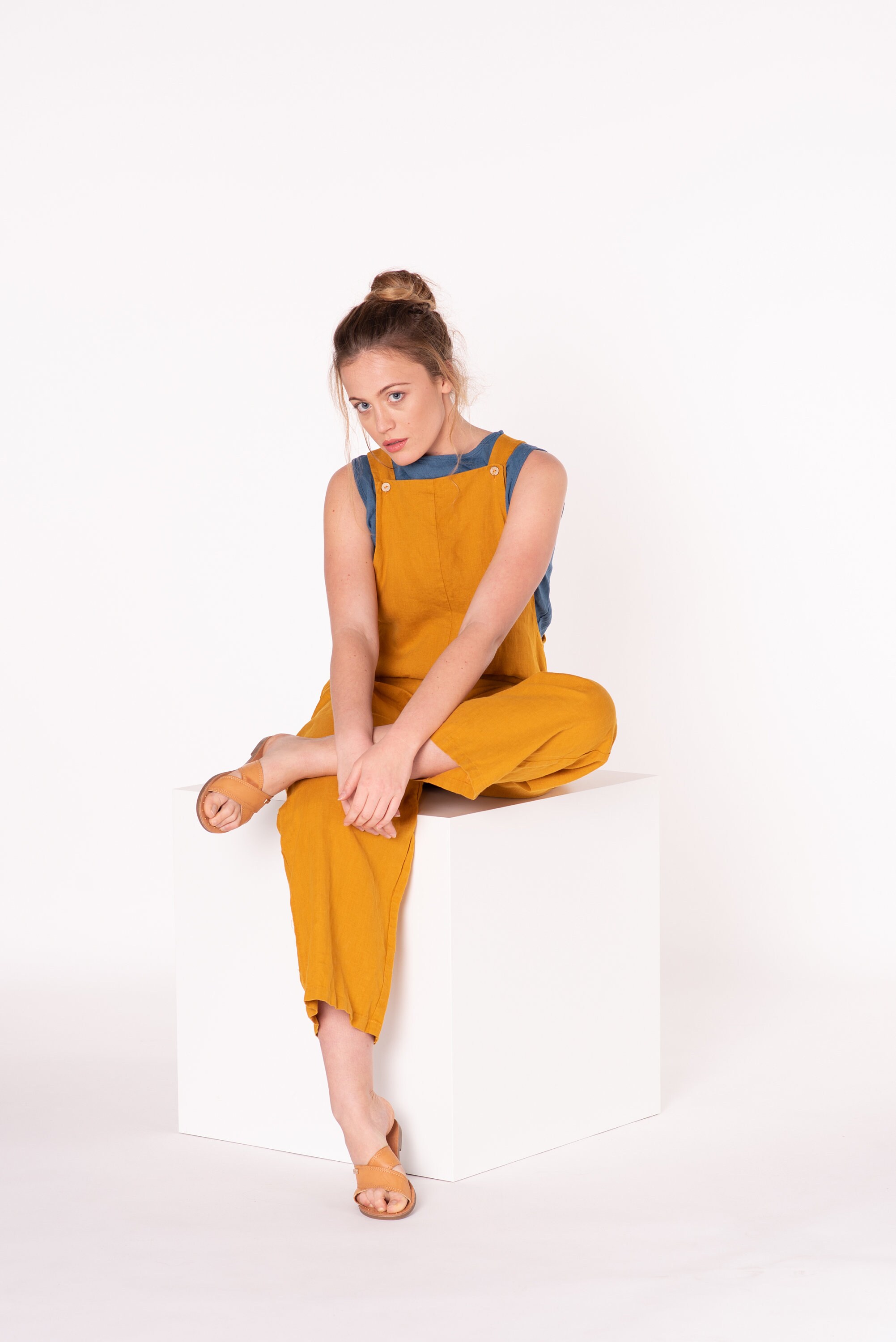 Linen Jumpsuit Dungarees KAIA Linen Romper Linen Overalls Etsy