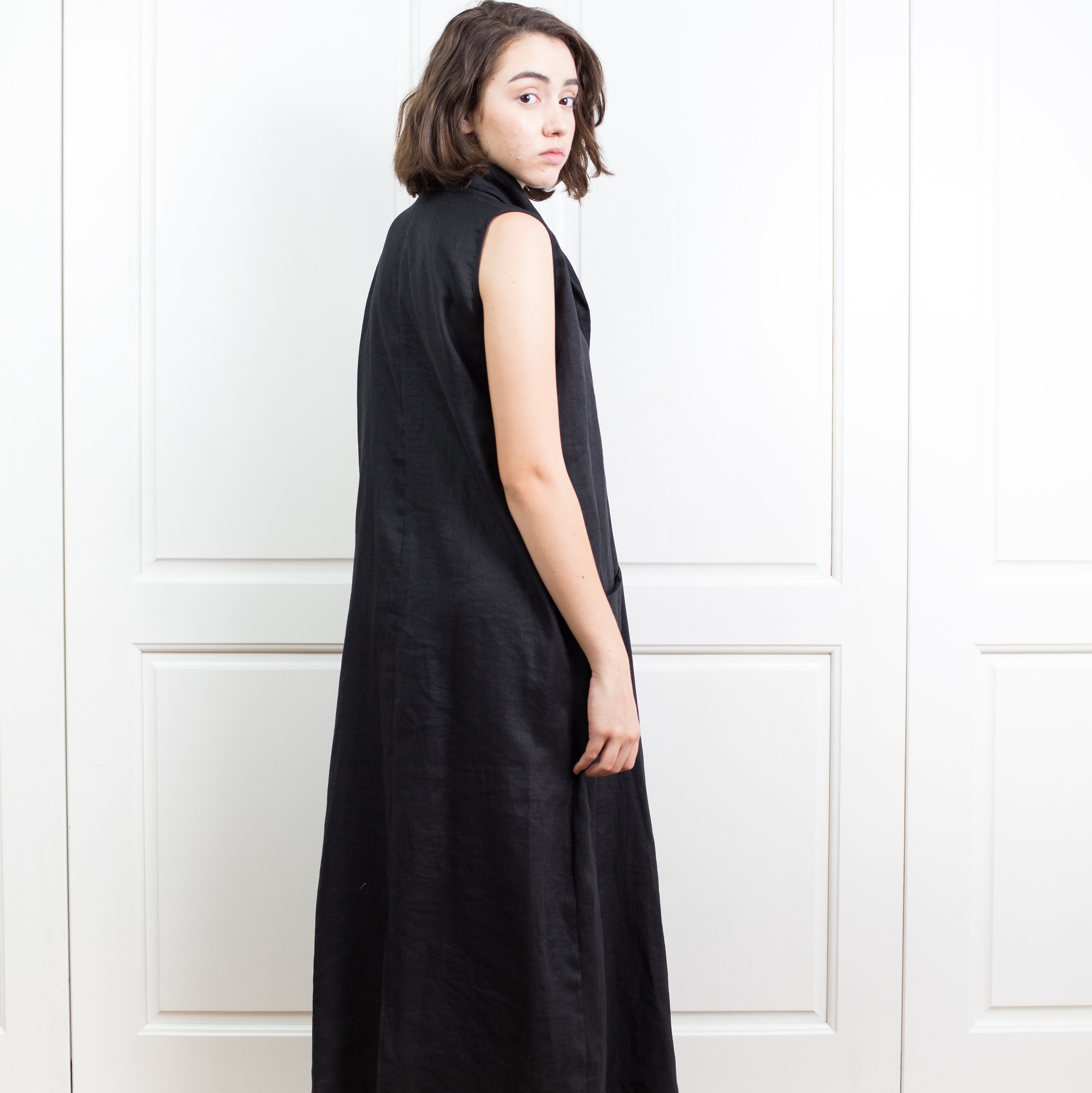 Long Linen Sleeveless Dress BELLE / Linen Clothing / Linen - Etsy