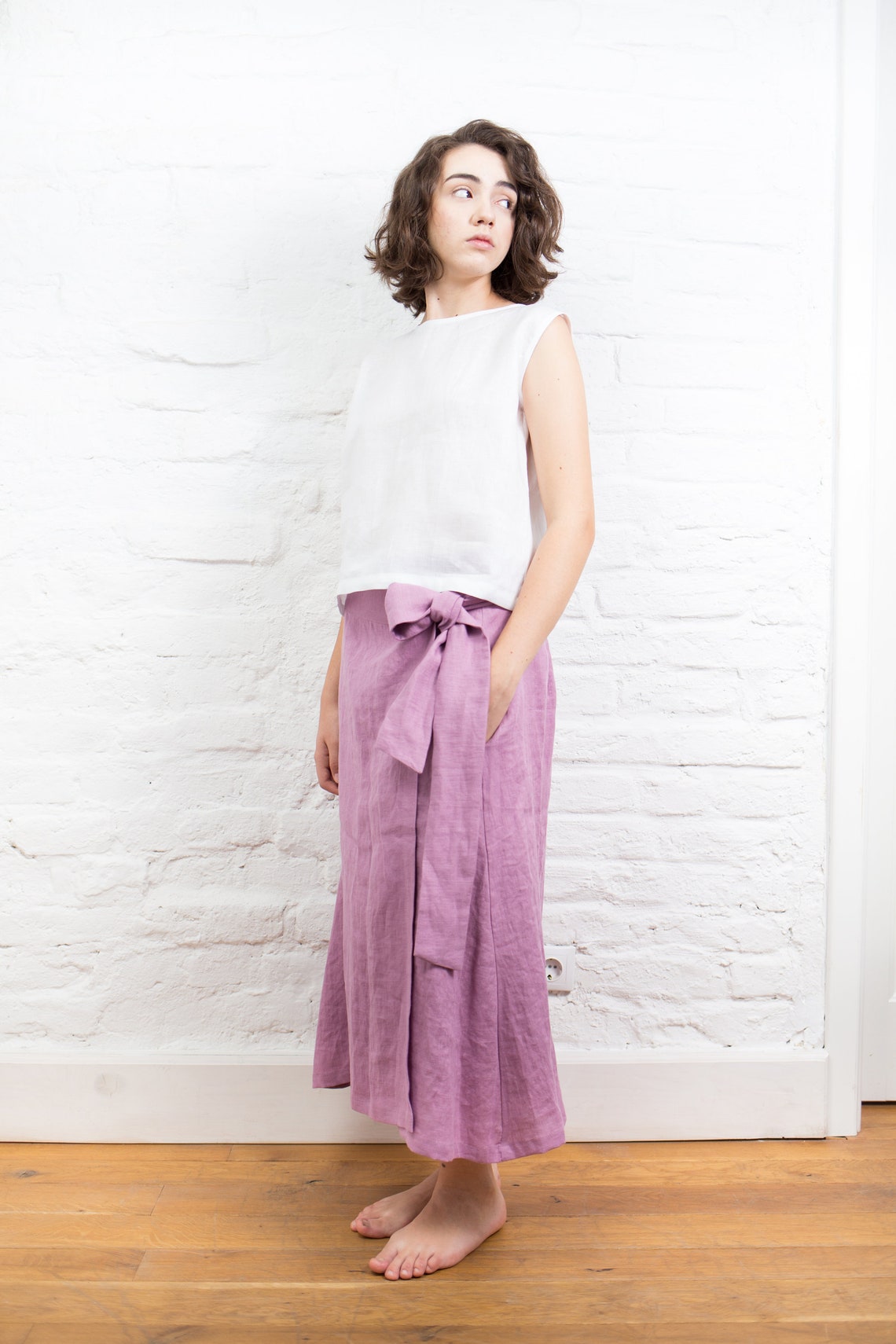 Long linen wrap skirt FAY. Maxi skirt circle skirt linen | Etsy
