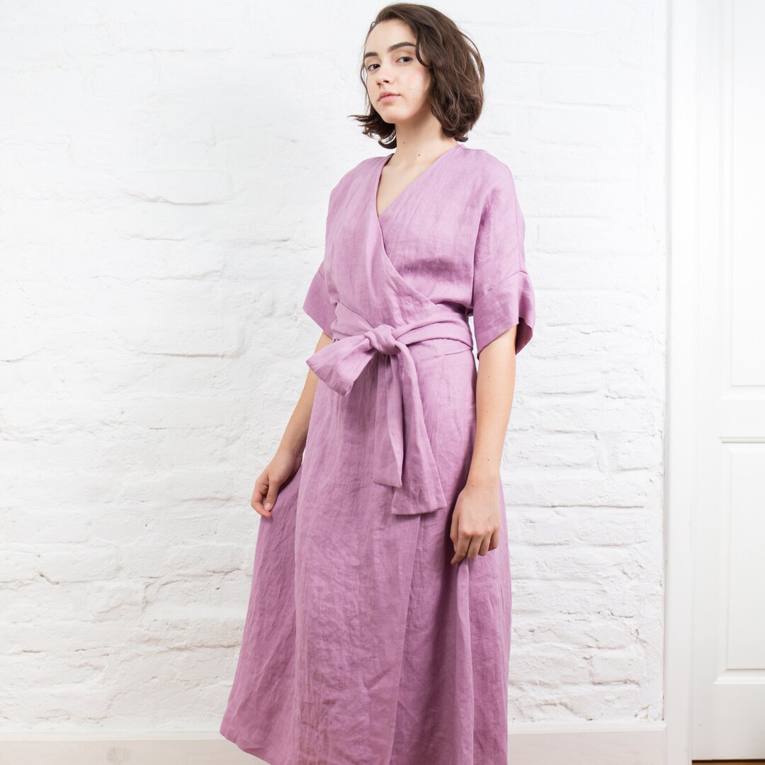Linen Wrap Dress MAGGIE / Plus Size Women Linen Clothing / Summer Linen ...