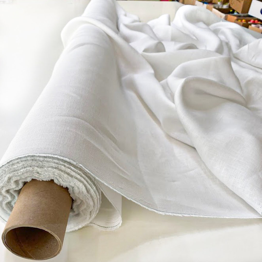 WHITE Linen Fabric Pure White Linen Fabric White Fabric by Yard Natural Fabrics Etsy UK