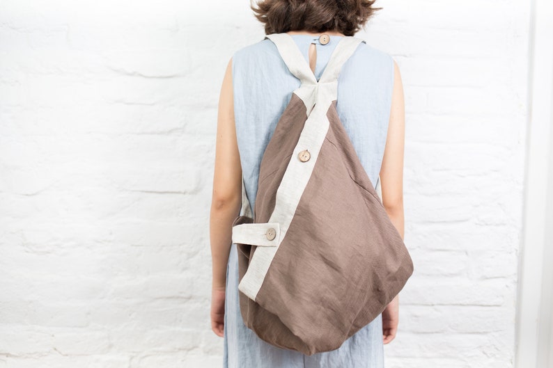 Linen bag, canvas backpack, boho bag, canvas tote bag, grocery bag image 3