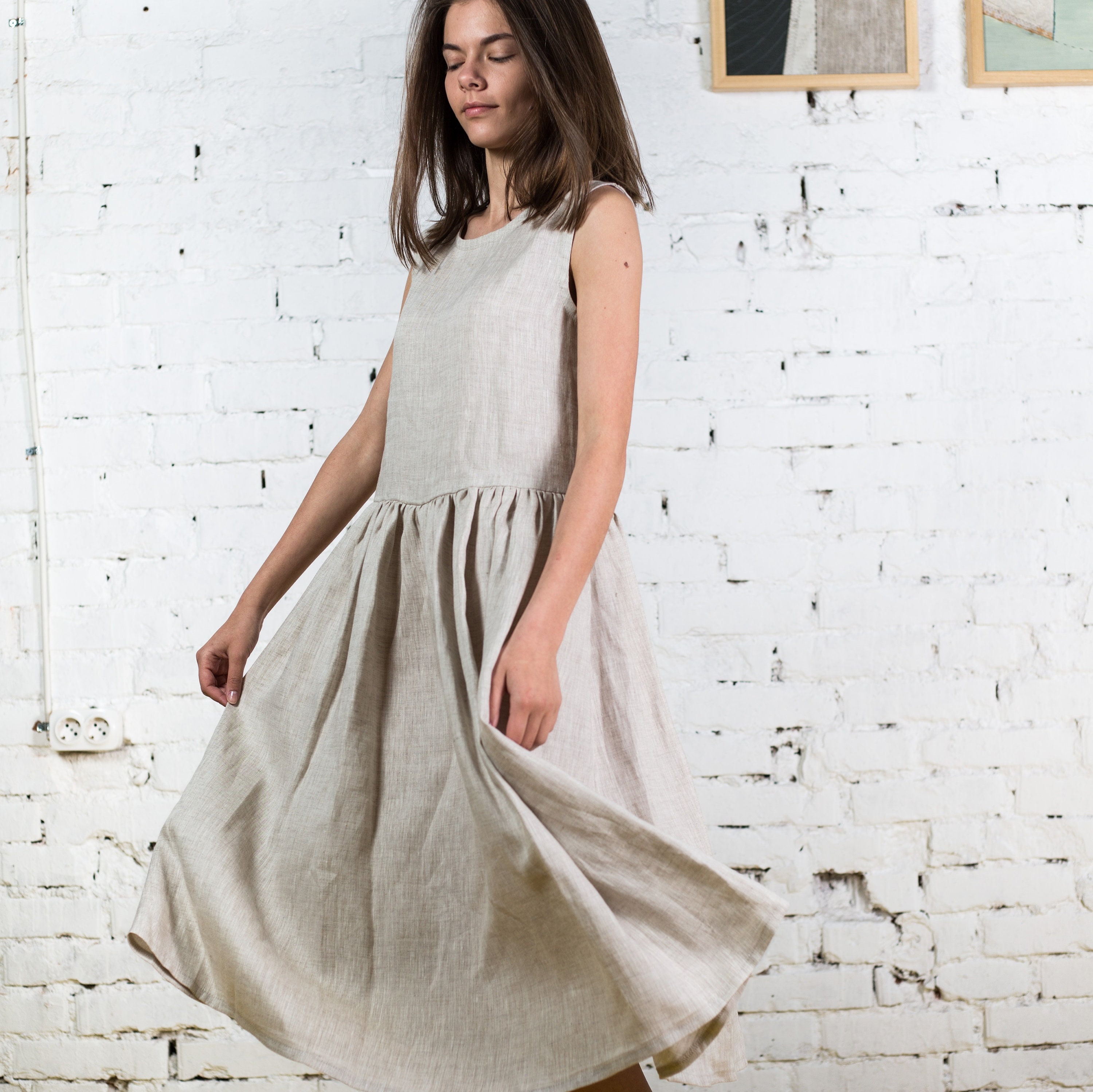 Linen dress GISELLE / Sleeveless summer midi dress / Linen | Etsy