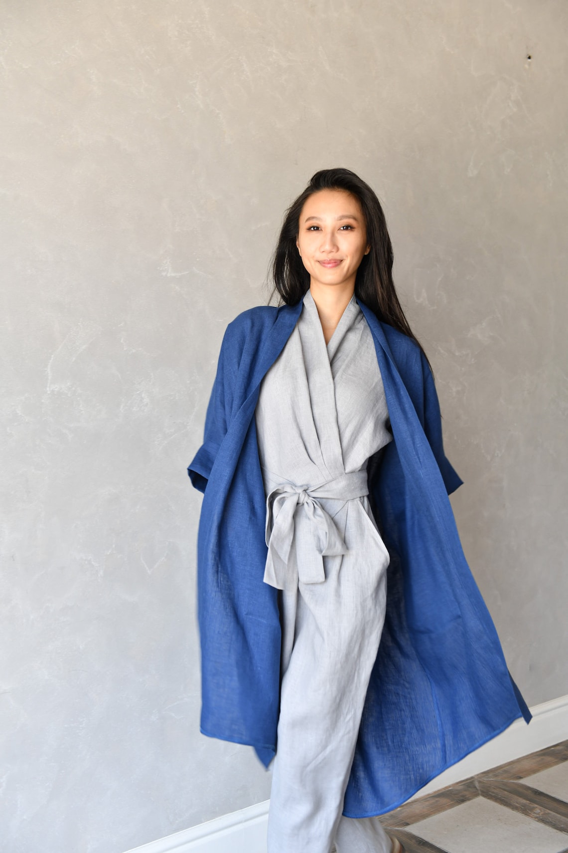 Long Linen Duster Linen Kimono Jacket Linen Asymmetric Coat - Etsy