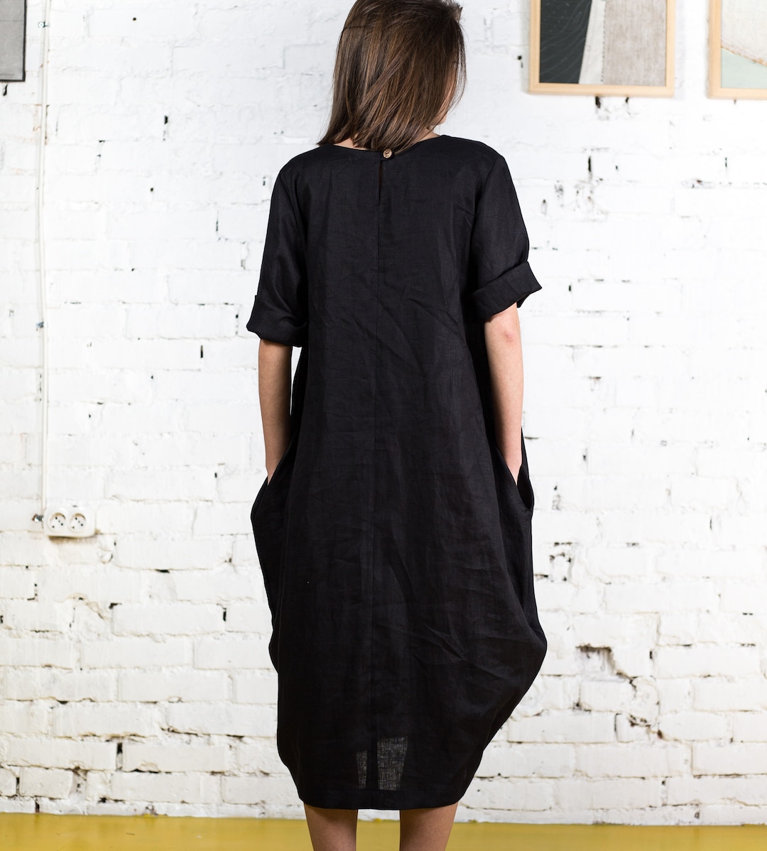 Dress With Pockets ANNA, Black Maxi Dress, Black Wrap Dress, Black ...