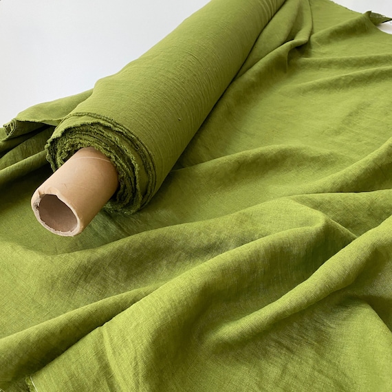 Moss Green Lino Fabric by meter / Tela de lino orgánico / Tela de