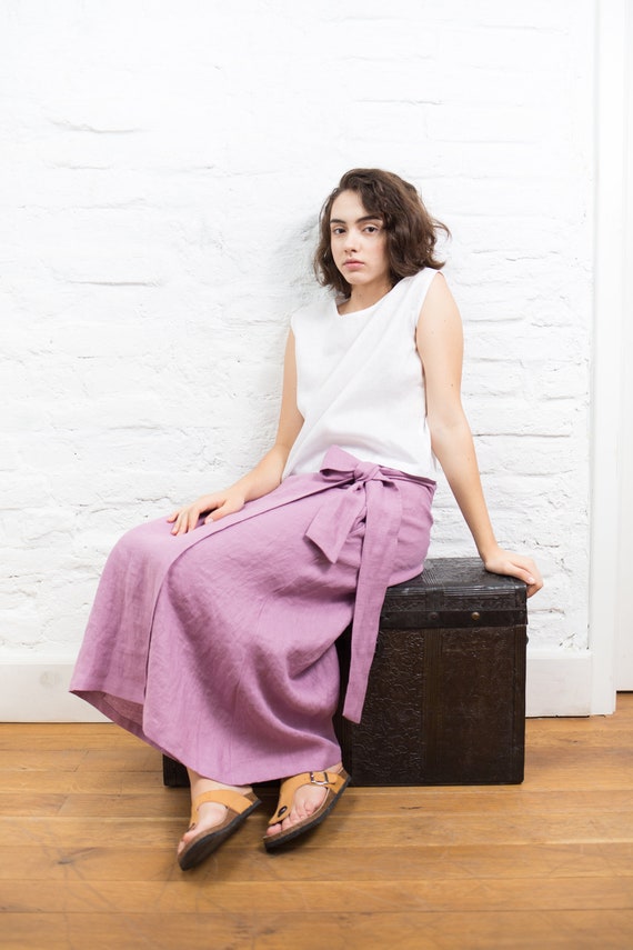 Linen Wrap Skirt FAY / A Line Skirt / Linen Maxi Skirt / Linen - Etsy