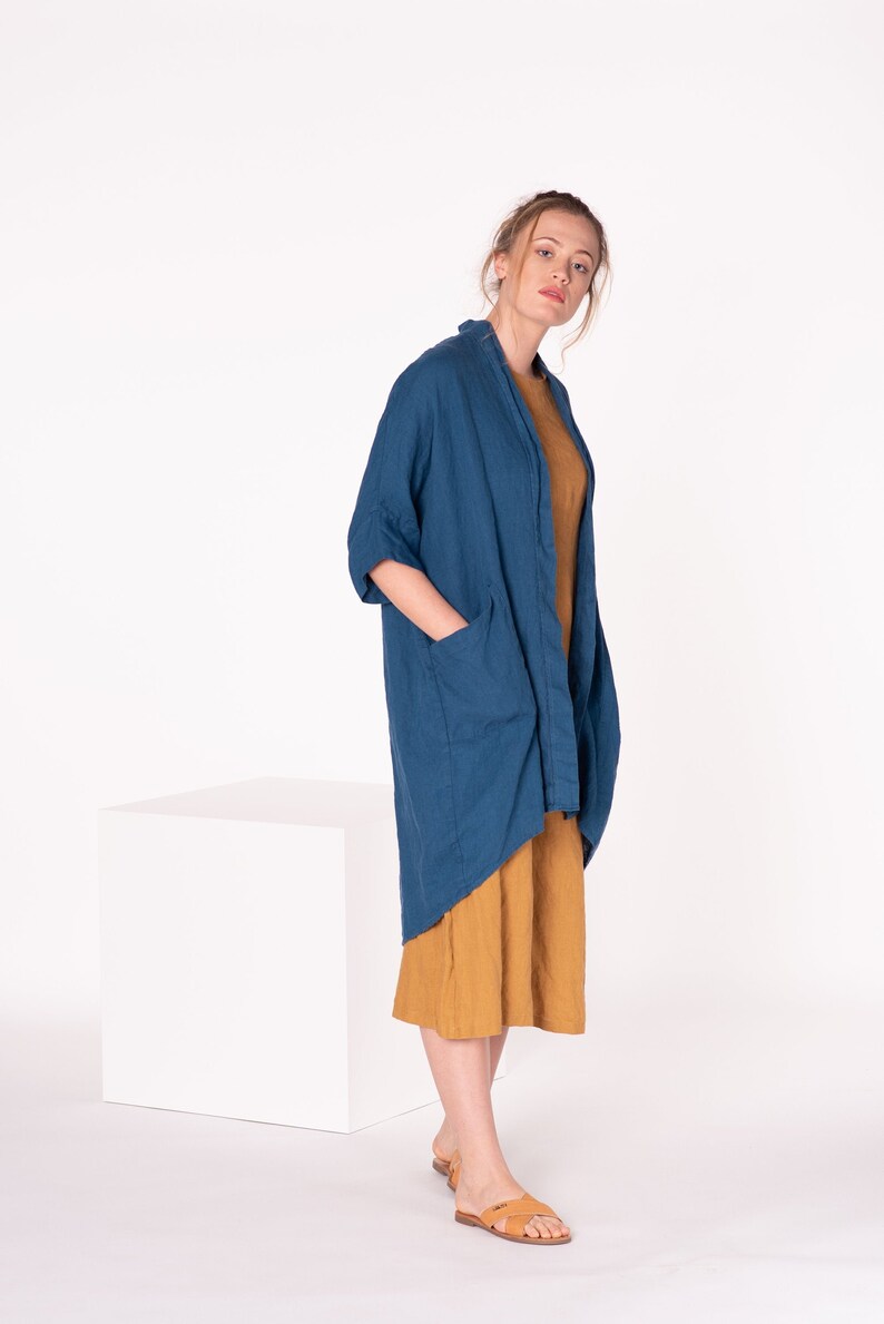 Linen jacket women ODETTE / Linen kimono jacket / Linen robe Etsy