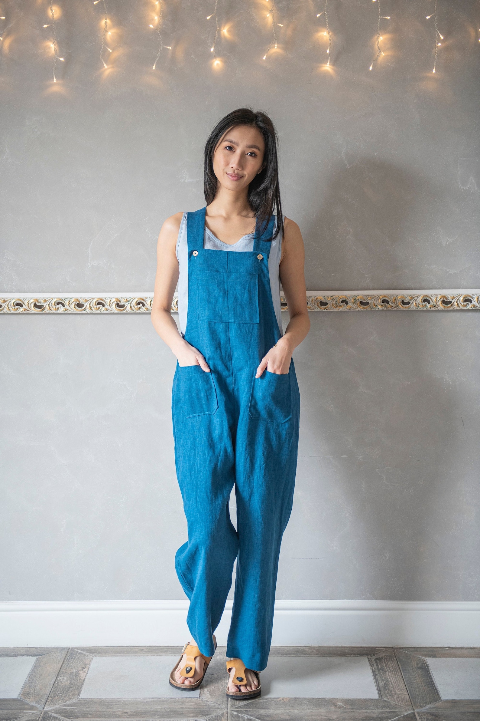 Linen Jumpsuit Dungaree Linen Harem Jumpsuit Linen Overalls Etsy