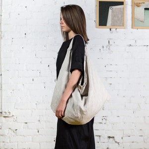 Linen tote bag large shopping bag / Sac vegan canvas bag women / Pure linen bags for women image 4