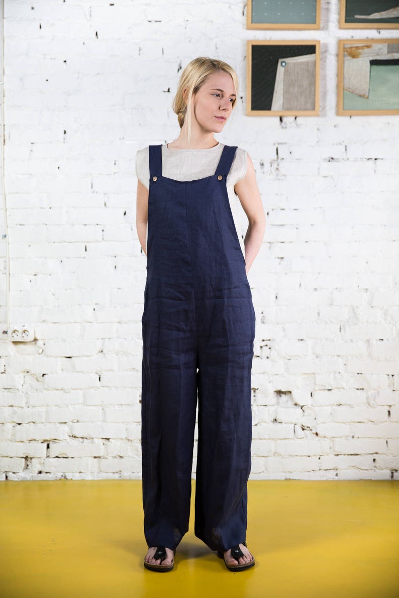 Linen jumpsuit KAIA, linen overall, summer jumpsuit, loose linen jumpsuit image 2