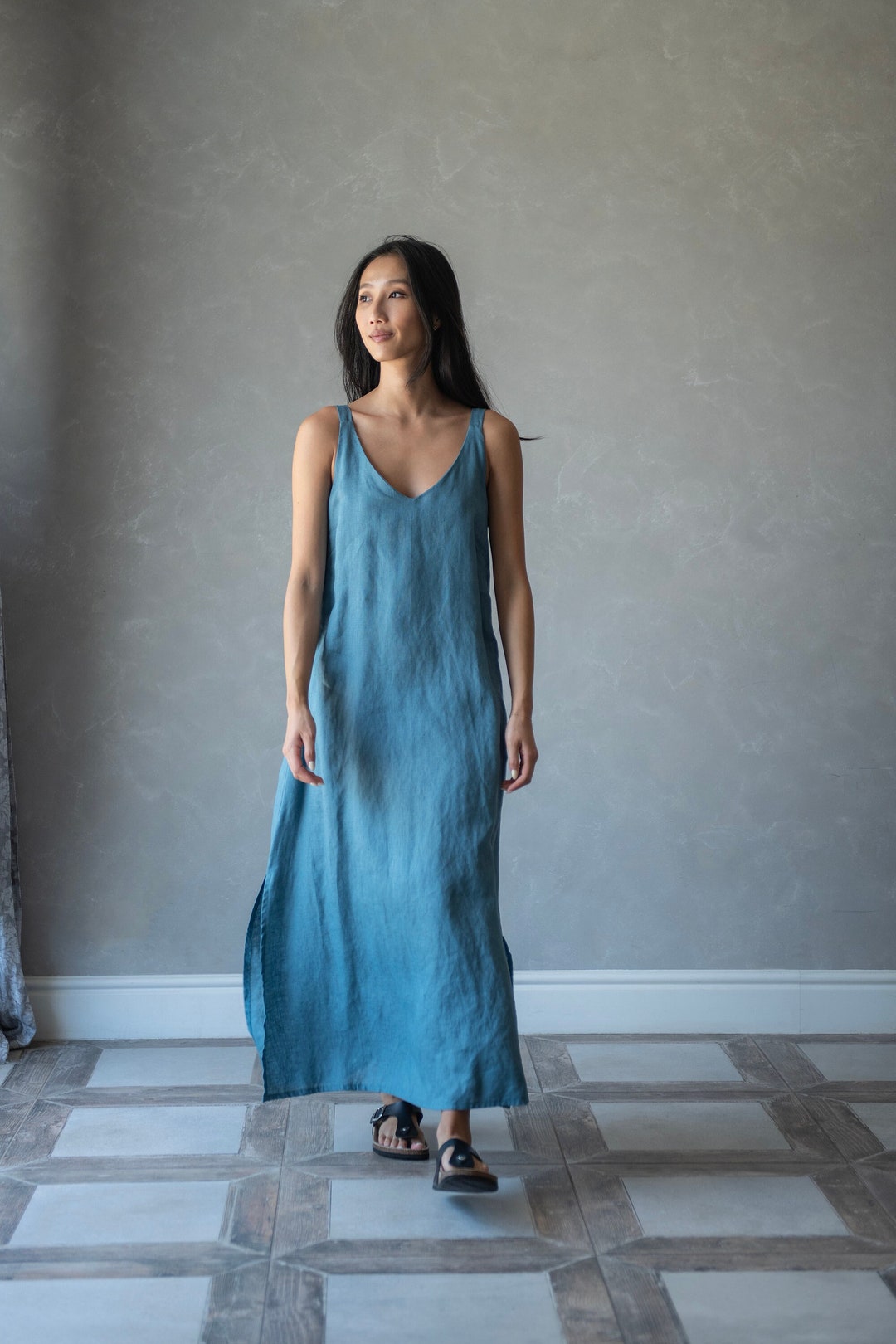 Linen Slip Dress, Linen Maxi Dress, Summer Linen Dress, Long Sleeveless — free download