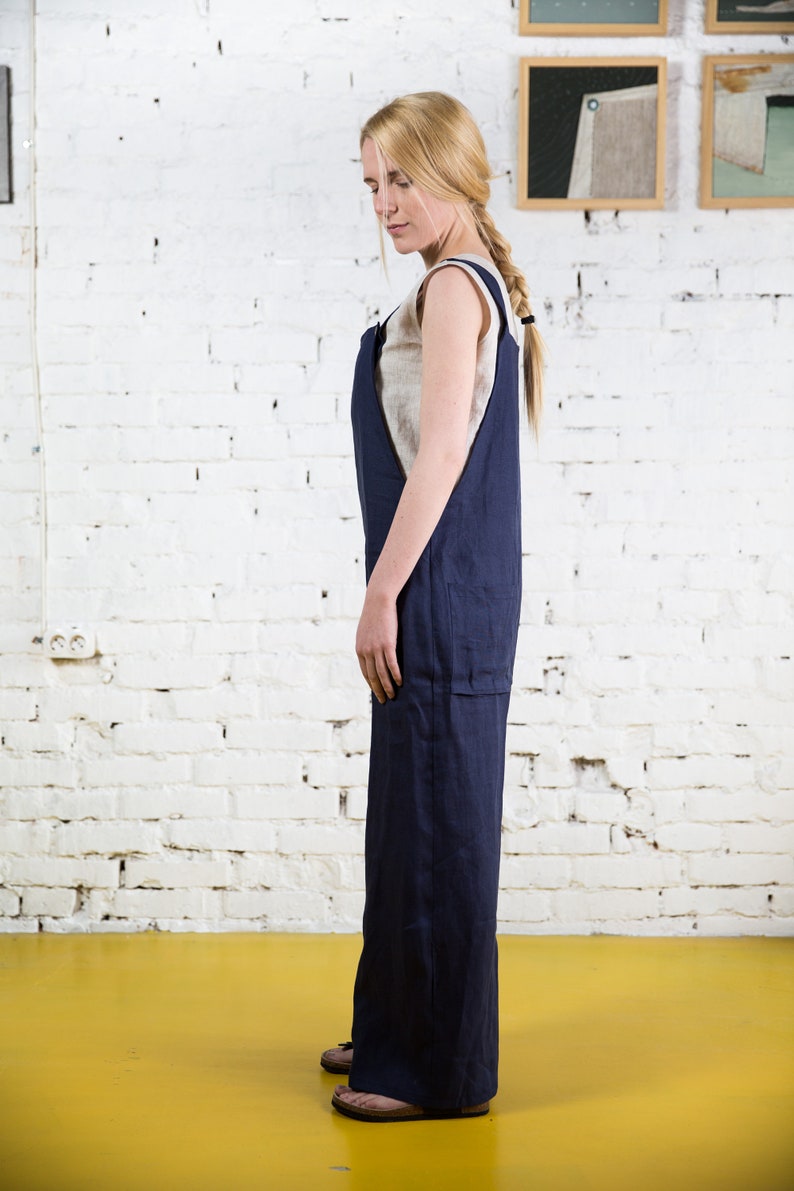 Linen jumpsuit KAIA, linen overall, summer jumpsuit, loose linen jumpsuit image 4