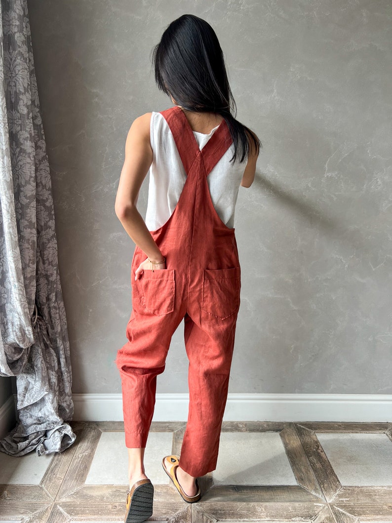 Linen Jumpsuit Women, Linen Dungarees Women, Plus Size Linen Jumpsuit, Harem Linen Overalls JUNE, Womens Jumpsuit image 6