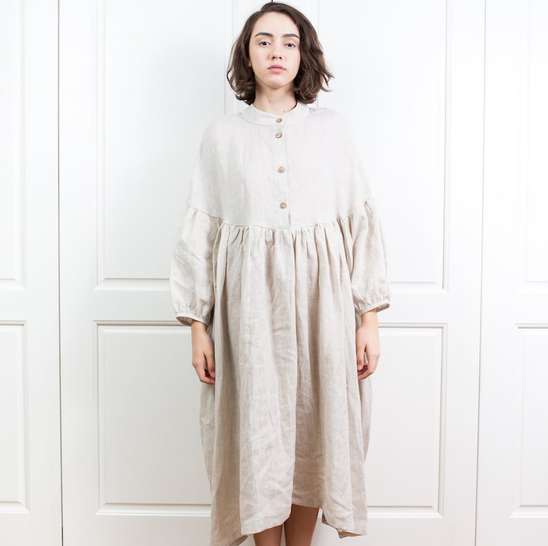 Linen Dresses FAIRY, Linen Maxi Dress, White Linen Dress, Linen Summer Dress, Loose Linen Dress, White Womens Dress, Girl Linen Dress image 2