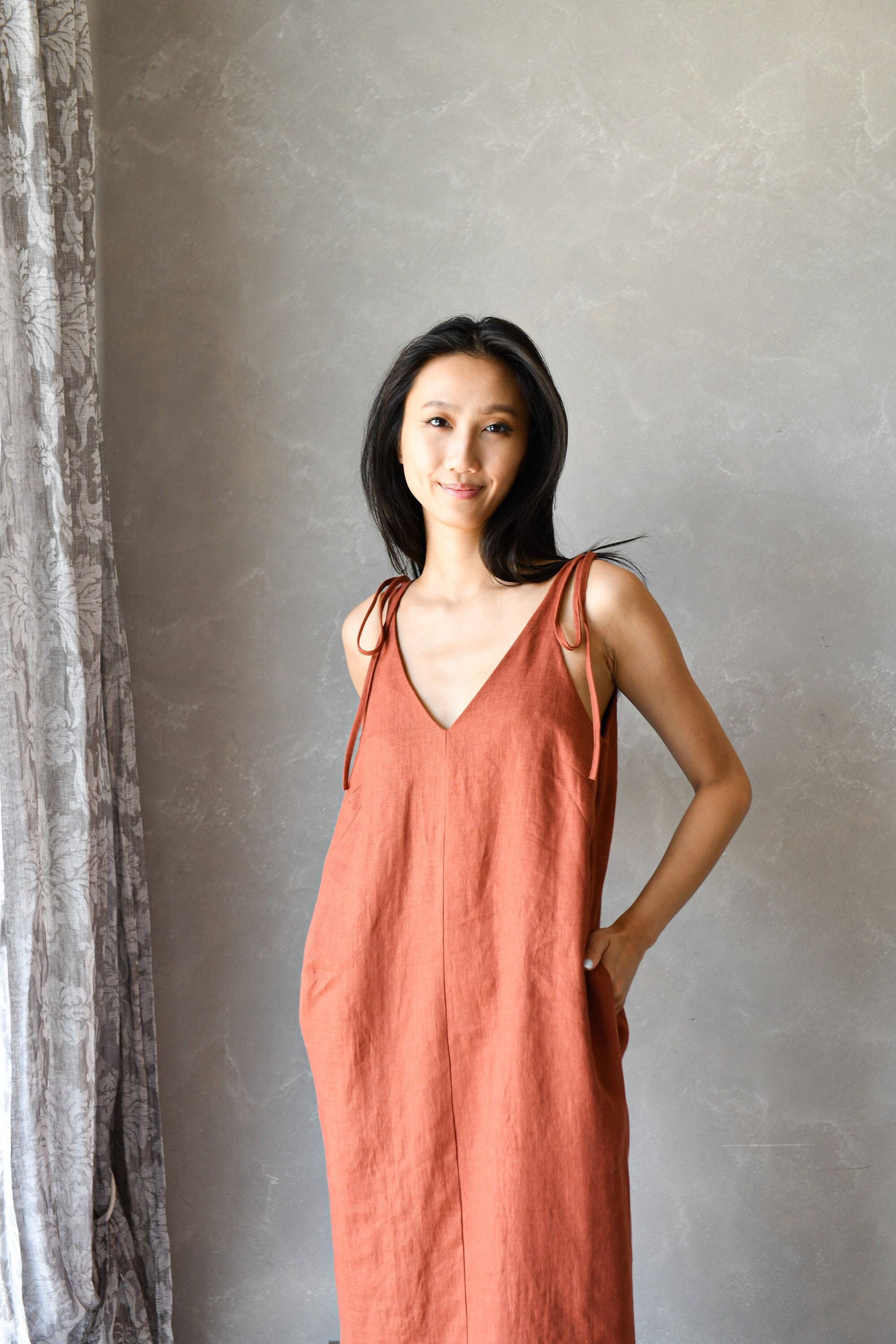Linen Slip Dress Linen Sundress Long Linen Dress Romantic - Etsy 日本