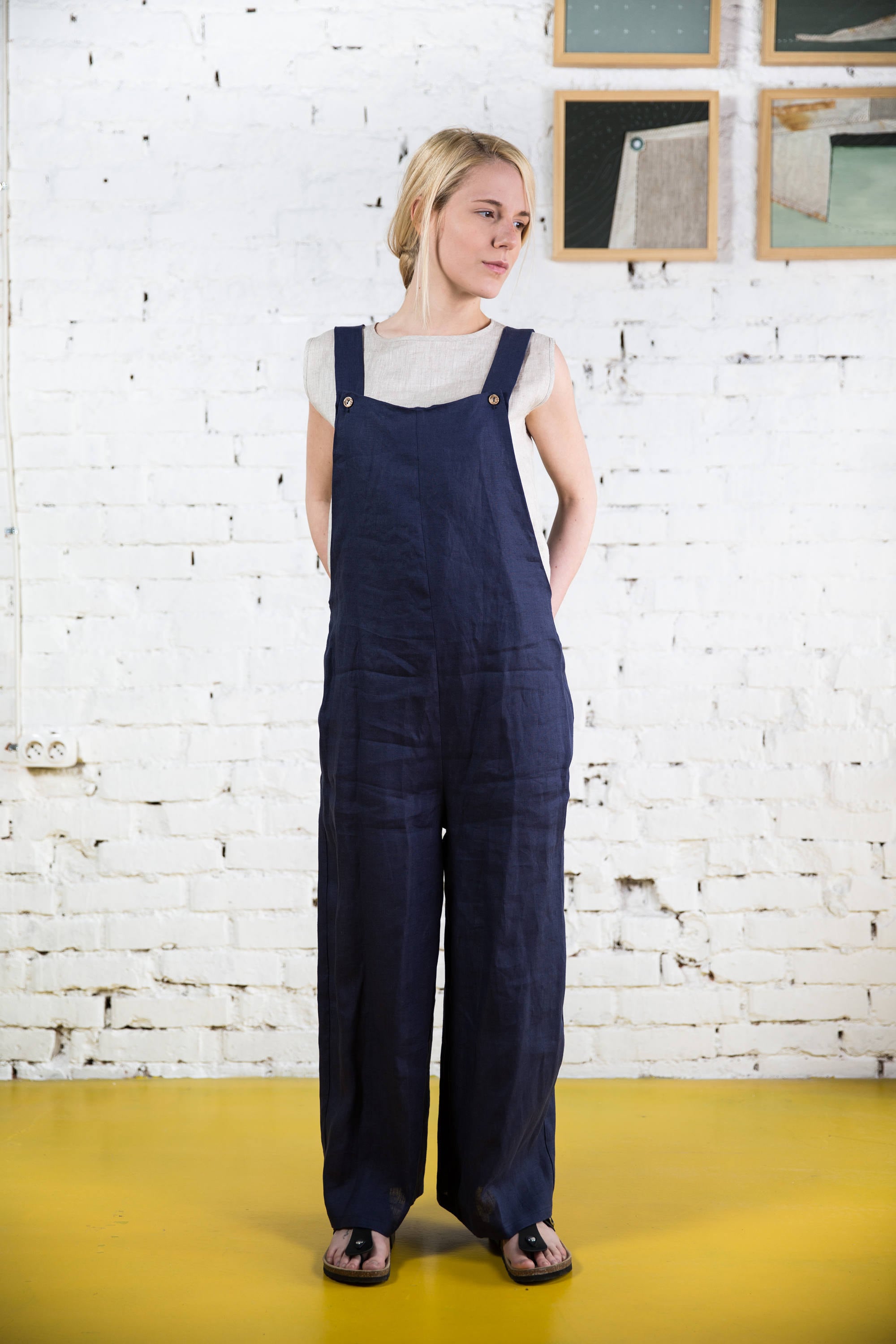 Linen Loose Jumpsuit Jumpsuit Romper Harem Jumpsuit Drop Etsy