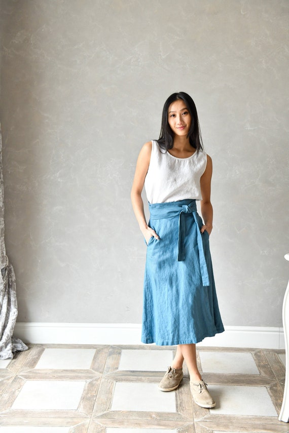Linen Wrap Skirt Frida | Linen wrap skirt, Wrap skirt pattern, Wrap skirt  outfit