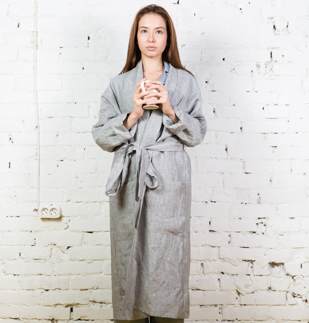 Long Linen Bath Robe Women / Womens Robe / Plus Size Linen Robe Women / Sleepwear Linen Bathrobe