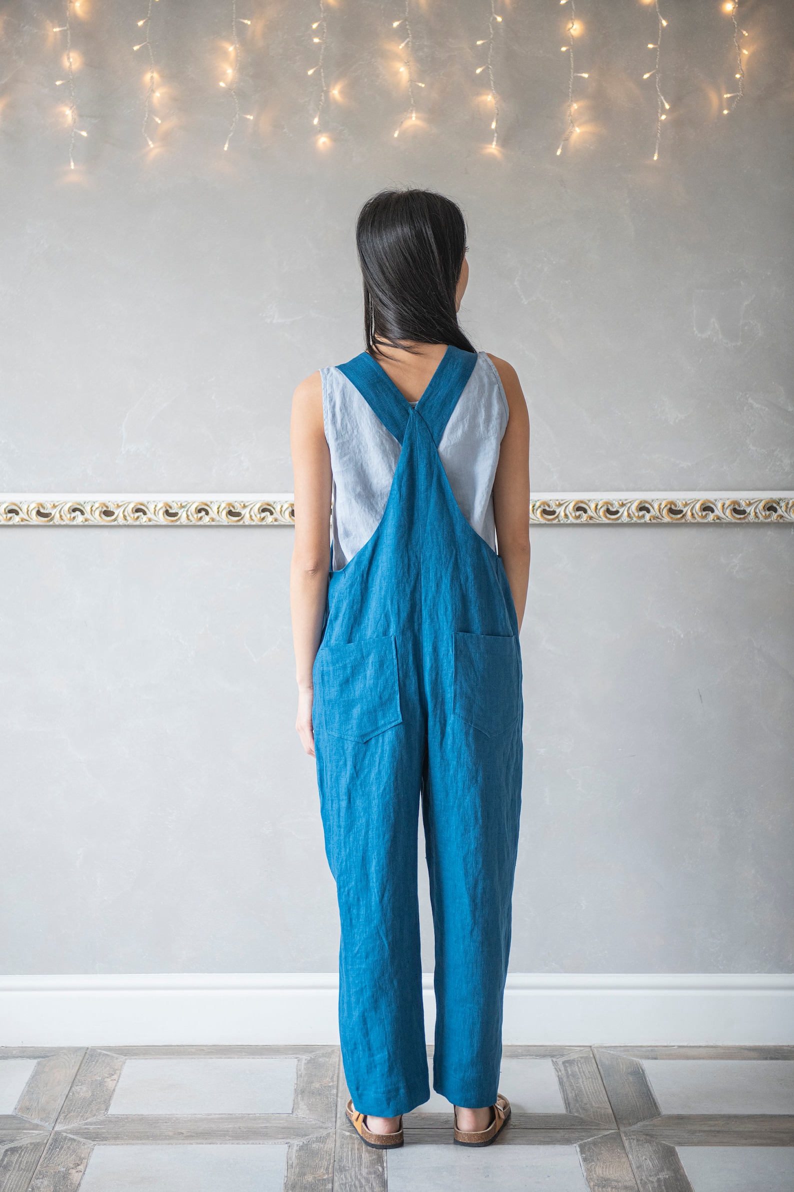 Linen Jumpsuit Dungaree Linen Harem Jumpsuit Linen Overalls Etsy