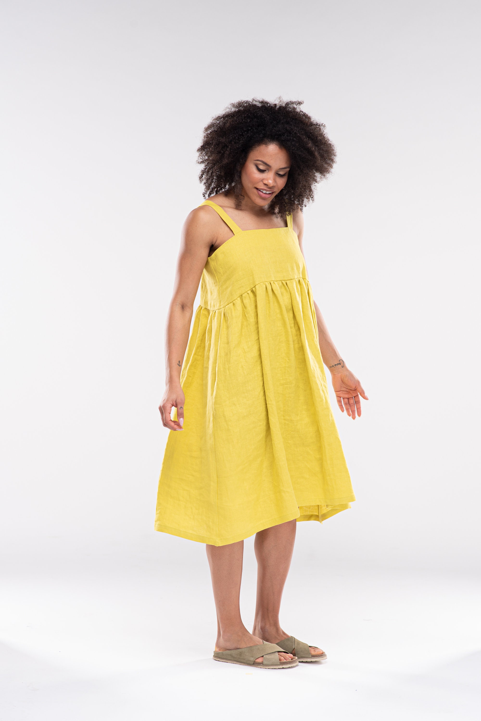 linen midi slip dress