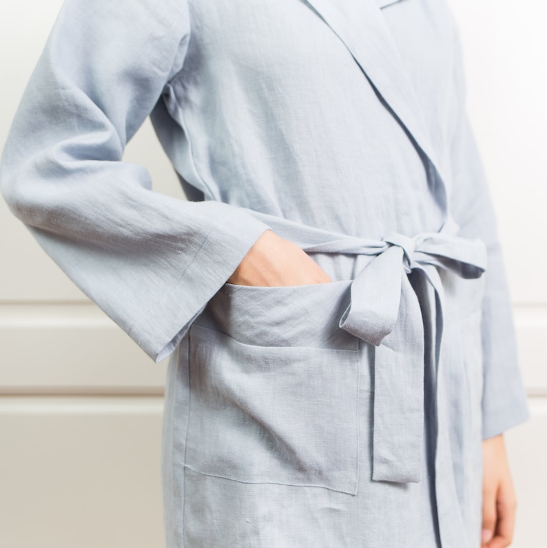 Linen Robe With Hood Linen Bathrobe Bathrobe Women Kimono Etsy