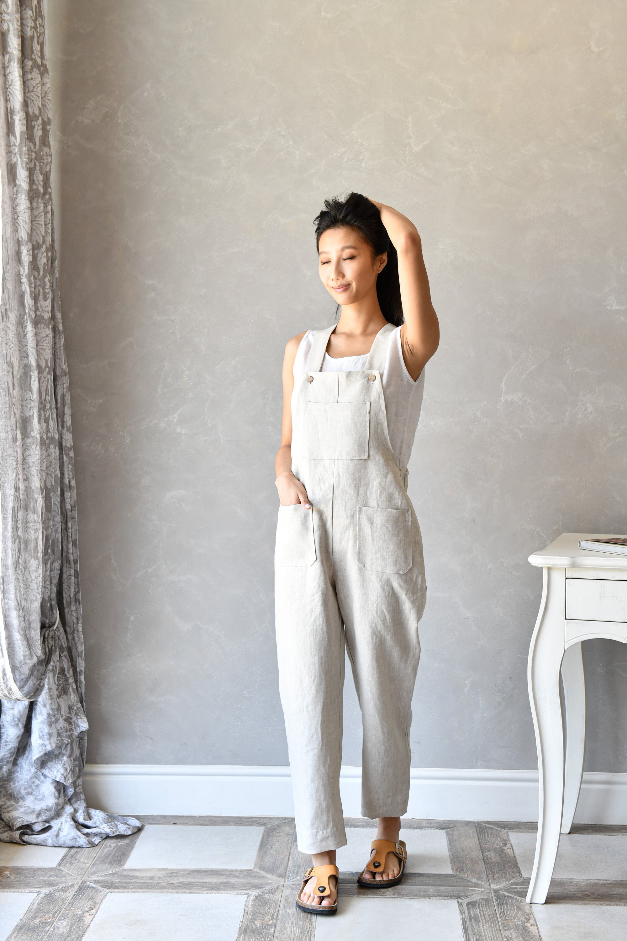 Linen Dungarees Women, Plus Size Linen Jumpsuit, Linen Harem