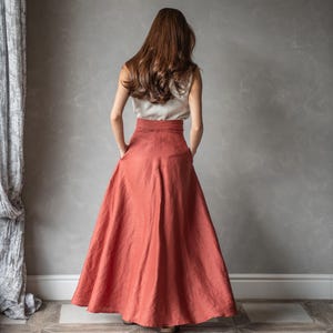 Leinen Wickelrock, Tellerrock, Leinen Rock, Langer Sommerrock, Leinen Rock mit Taschen, Hoch taillierter Rock, Plus Size Maxi Rock DOROTHY