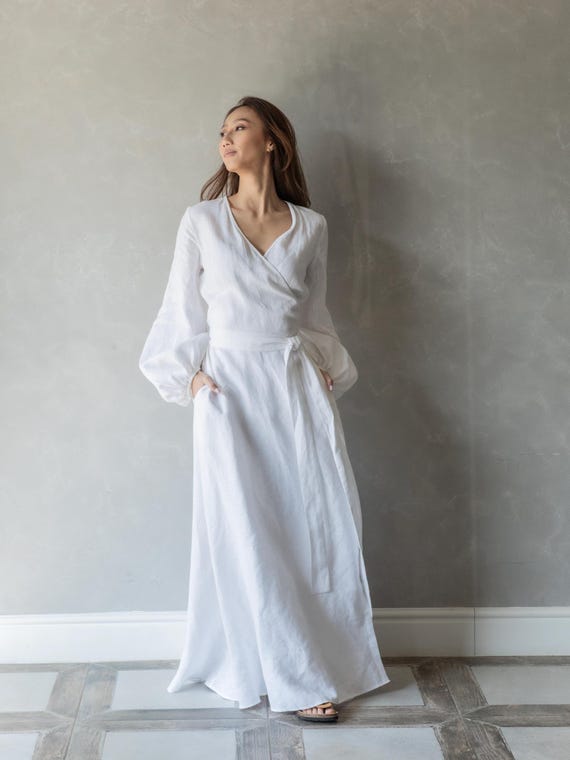 Linen White Dress, Simple Wedding Dress, Linen Puff Sleeve Dress REBECCA - Etsy Israel Linen White Dress, Simple Wedding Dress, Linen Puff Sleeve Dress REBECCA - Etsy Israel