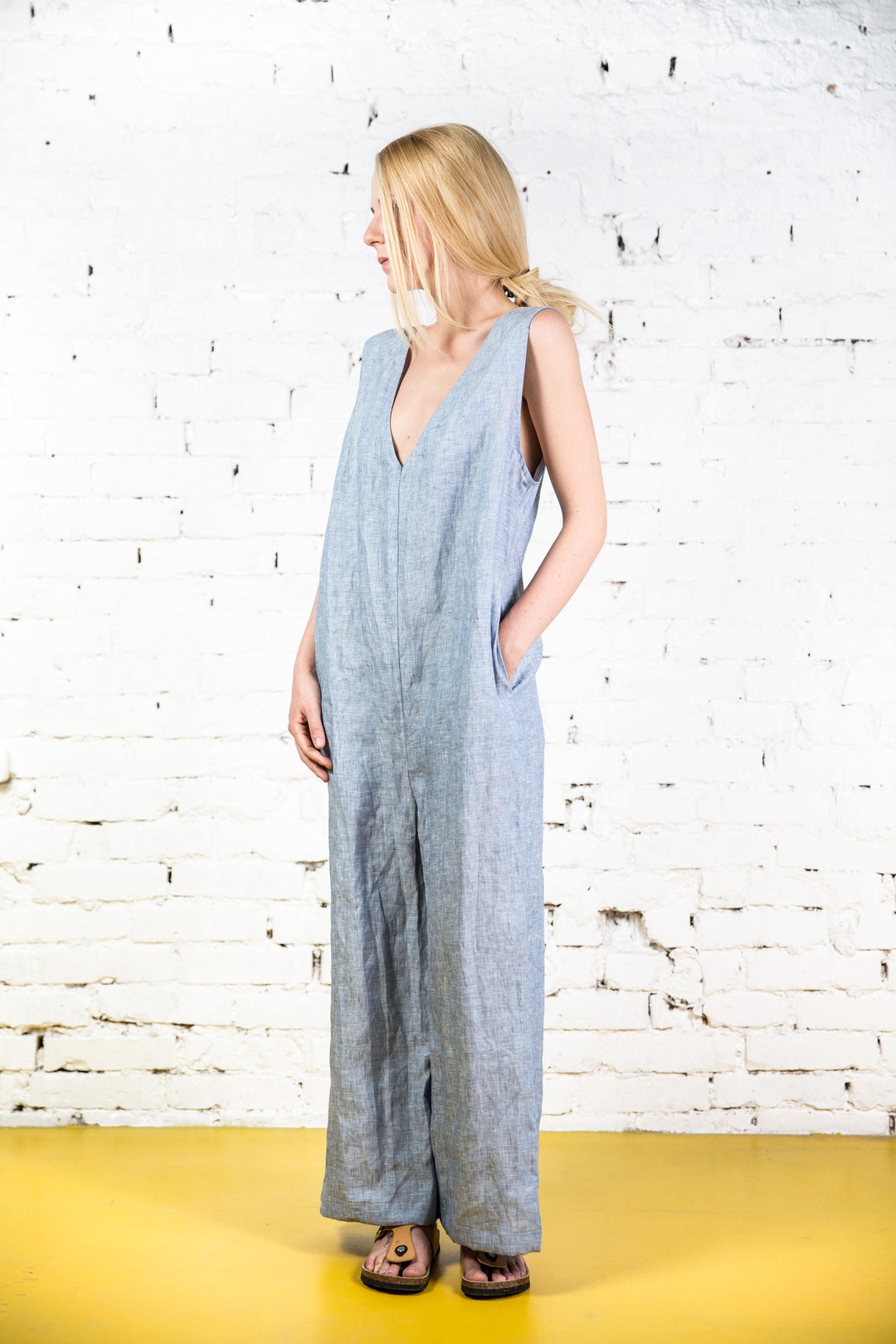 Linen Jumpsuit ELLA Linen Overall Summer Jumpsuit Loose - Etsy