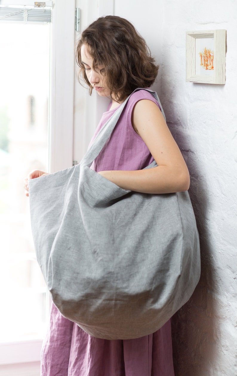 Linen tote bag sac cabas tote bag canvas boho bag shoulder | Etsy