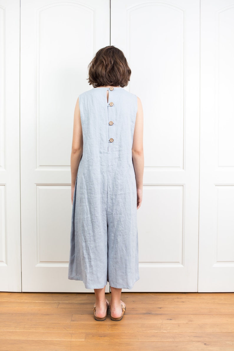 Linen Jumpsuit JANE Linen Romper Linen Overalls Womenwide Leg Etsy