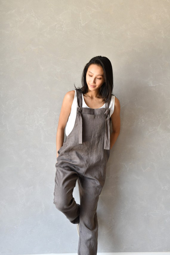 Linen Dungarees Women, Harem Linen Jumpsuit, Plus Size Overalls