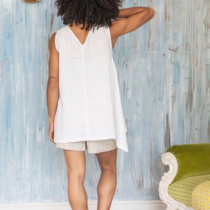 Linen Tunic Top JULIET / Summer Tunic / Linen Tank Top / Plus Size Linen Tunic Women / Minimalist White Linen Top / Sleeveless Tunic Top image 5