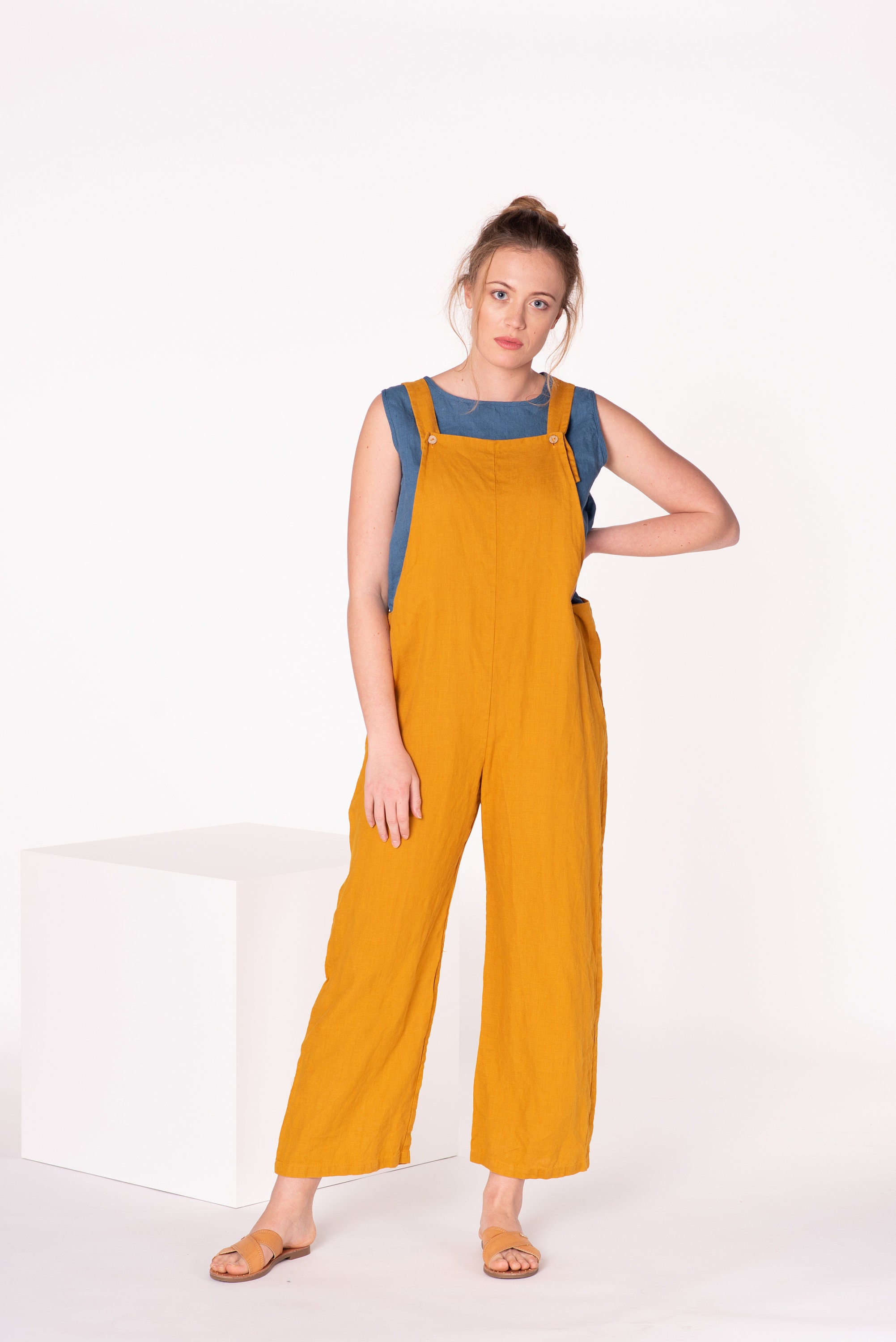 Linen Jumpsuit Dungarees KAIA Linen Romper Linen Overalls Etsy